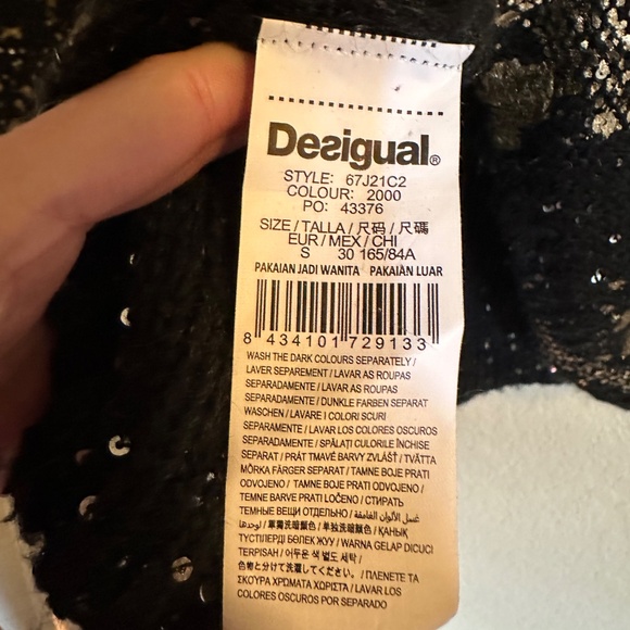 Desigual Black and Gold Sequins and Stars Sweater - Size Small - Picture 5 of 6